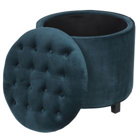 Pouf contenitore multiuso, ottanio, Sibilla