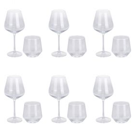 Set bicchieri acqua e calici vino da 12 pezzi, Zaffiro Sibilla