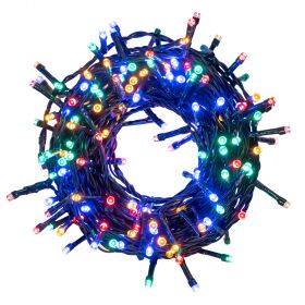 Filo 240 led multicolor 10,80 m, uso esterno, 8 giochi luce, Santa's House