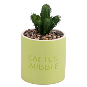 Piantina grassa artificiale, vaso in ceramica, Cactus Bubble