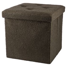 Pouf contenitore multiuso effetto teddy, verde, Sibilla