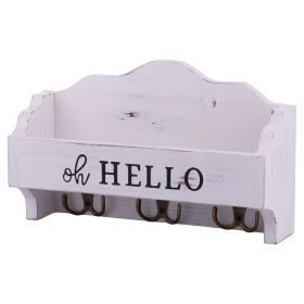 Portachiavi da parete 3 ganci con ripiano portalettere in legno MDF, Sibilla