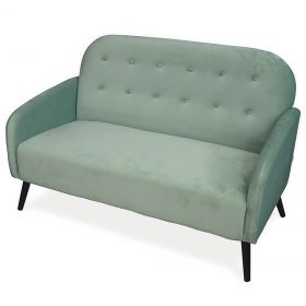 Divano 2 posti design vintage, verde salvia, Sibilla