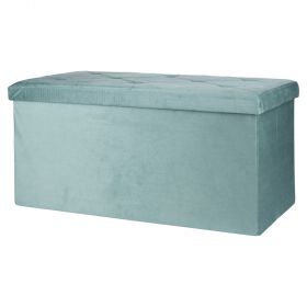 Panca contenitore multiuso effetto velluto 76x38x38 cm, verde salvia, Sibilla