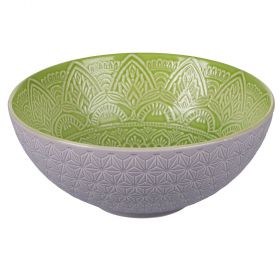 Insalatiera Ø25 cm in gres smaltato, grigio e verde, Baku