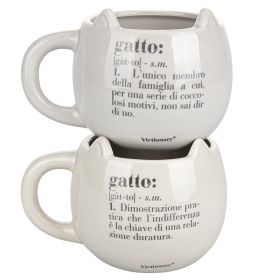 Set 2 tazze gatto 400 ml in ceramica, Victionary Cats