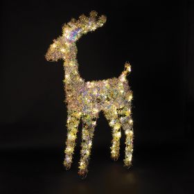 Renna led a batteria h. 92 cm in ferro e pet iridescente, Santa's House