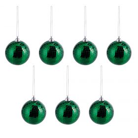 Set 7 palle natalizie disco ball, verde, Santa's House