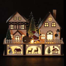 Casetta natalizia in legno con led, 27x10x19,5 cm, Santa's House