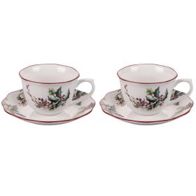 Set 2 tazze da tè 380 ml con piattino, Vintage Xmas
