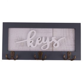 Portachiavi da muro in legno MDF 36x2,2x17 cm, decoro con scritta, Sibilla