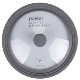Coperchio 3 in 1 per padelle da 28/30/32 cm, in vetro e silicone grigio, Victionary