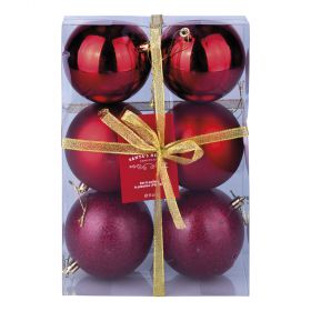 Set 6 palle di Natale rosse assortite Ø 9 cm, Santa's House