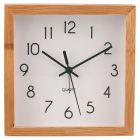 Orologio da tavolo con sveglia 16x16,3 cm, cornice in bambù, Sibilla