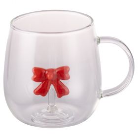 Mug 450 ml in vetro borosilicato, fiocco interno 3D, Xmas