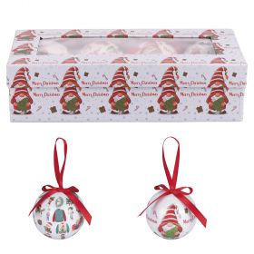 Set 7 palle natalizie con fiocco, decoro elfo, Santa's House