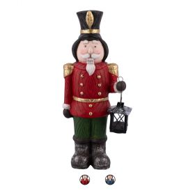 Schiaccianoci in poliresina h. 51 cm, lanterna porta t-light in ferro, Santa's House