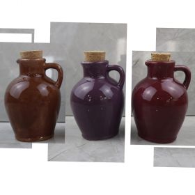 Anfora mini oliera 95 ml in ceramica e sughero, Masseria Dark