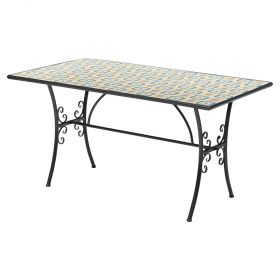 Tavolo rettangolare da esterno 142x82 cm in ferro e ceramica