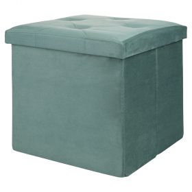 Pouf contenitore multiuso effetto velluto, salvia, Sibilla