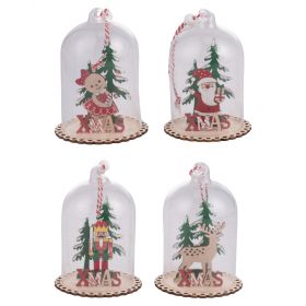 Appendino campana natalizia, in vetro e legno, Santa's House