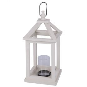 Lanterna decorativa in legno h. 38 cm, sabbia, 4 Toni