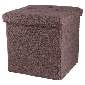 Pouf contenitore multiuso effetto teddy, marrone, Sibilla