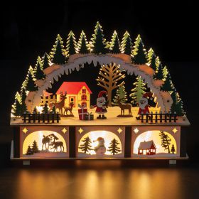 Paesaggio natalizio in legno con led, 27x10x20cm, Santa's House
