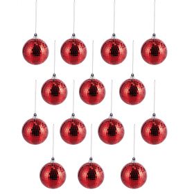 Set 14 palle natalizie disco ball, rosso, Santa's House