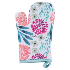Guanto da forno in cotone 18x28 cm, floreale, Acquerello