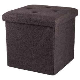 Pouf contenitore multiuso effetto teddy, grigio, Sibilla