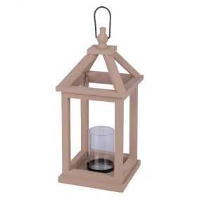 Lanterna decorativa in legno h. 38 cm, terracotta, 4 Toni