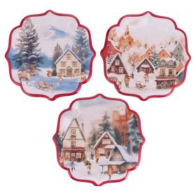 Set 15 piatti monouso, Winter Village
