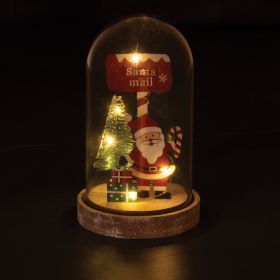 Campana natalizia led, in vetro e legno, Santa's House