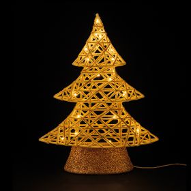 Albero di Natale led a batteria h. 40 cm in ferro e corda di canapa, Xmas