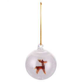 Pallina natalizia in vetro borosilicato, decorazione interna renna 3D, Xmas