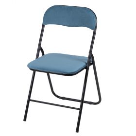 Sedia pieghevole effetto velluto ottanio