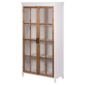 Vetrinetta in legno 4 ripiani, 2 ante in vetro, 82x35x158 cm, Sibilla