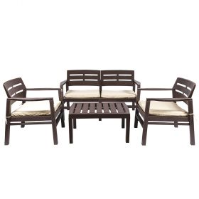 Set garden 4 pezzi marrone con cuscini