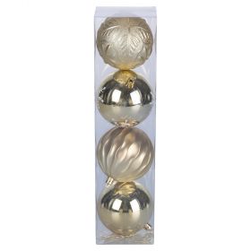 Set 4 palle di Natale oro decorate Ø 8 cm, Santa's House