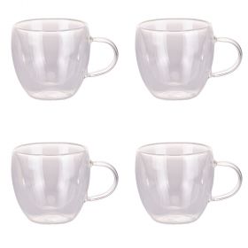 Set 4 tazzine caffè con manico 90 ml in borosilicato, Glass Expresso