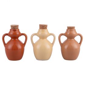 Anfora mini oliera 107 ml in ceramica e sughero, Chocolate