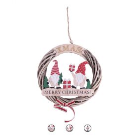 Ghirlanda decorativa natalizia in legno e rattan, Santa's House