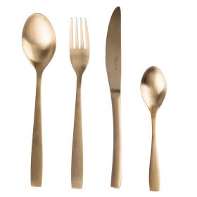Set 24 posate in acciaio inox, oro satinato, Manhattan Sibilla