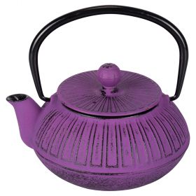 Teiera viola 600 ml in ghisa, filtro in acciaio inox