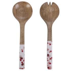 Set 2 posate a servire in legno di mango