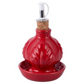 Pumo mini oliera 120 ml in ceramica con piattino, rosso, Masseria