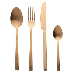 Set 24 posate in acciaio inox opaco, oro, Lexington