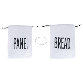Sacchetto pane in cotone con laccetto, double face, bianco, Bigismore