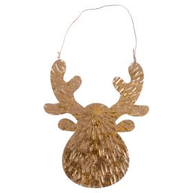 Appendino/decorazione da muro renna natalizia h. 26 cm in metallo, Xmas